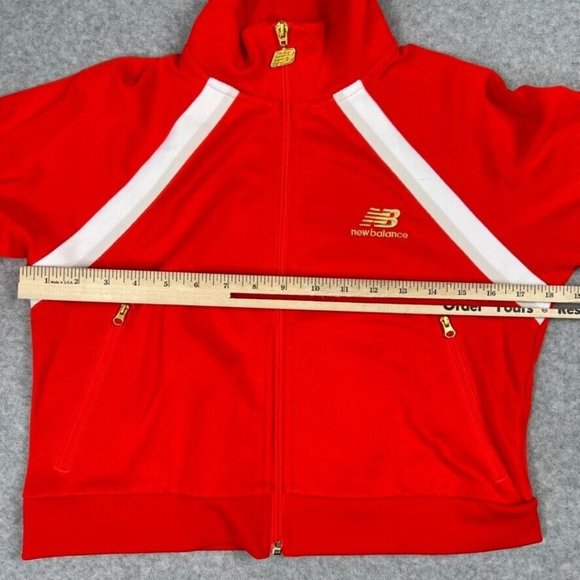 New Balance Womens Cropped Jacket Size Small Orange Full Zip Athleisure Pockets - Picture 7 of 9